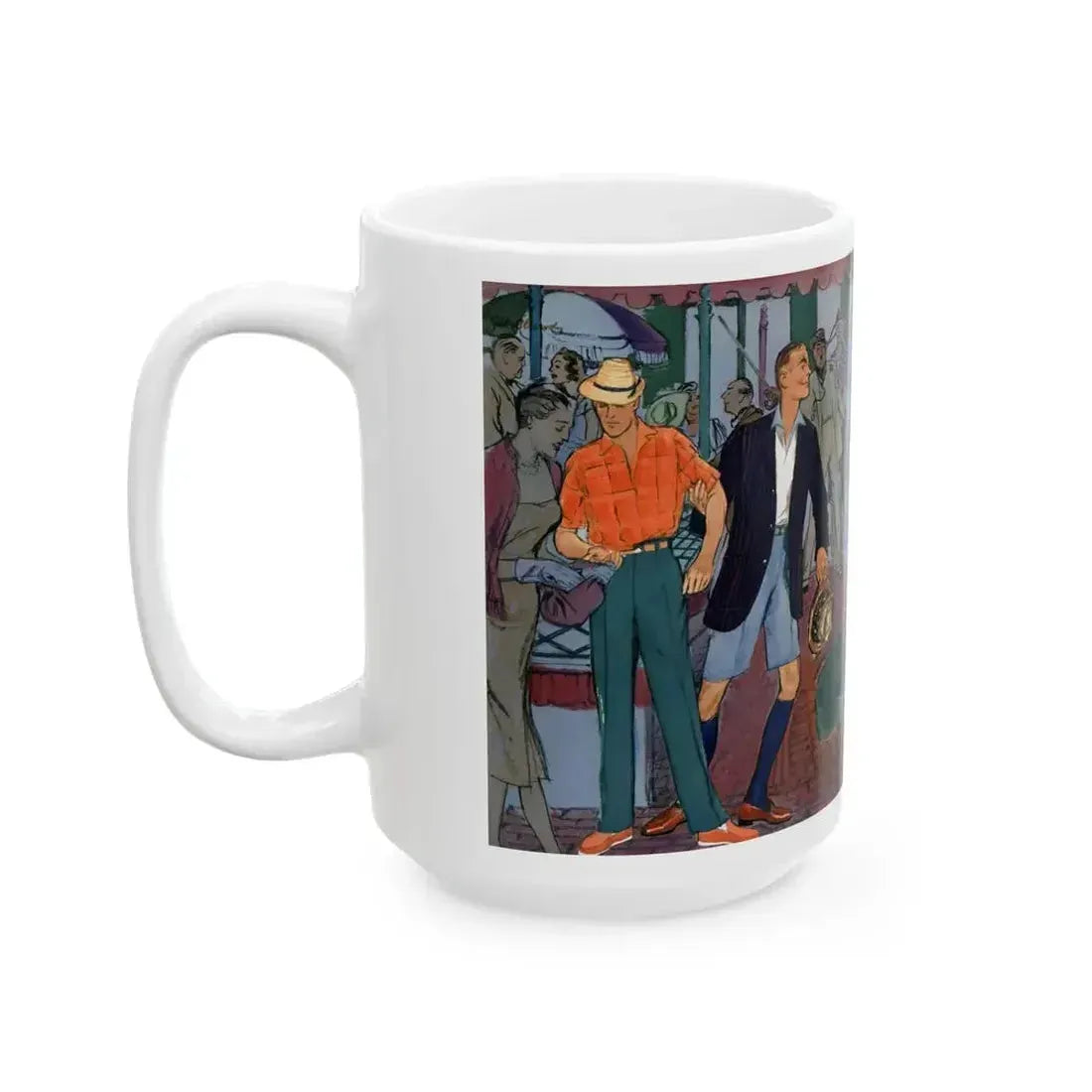 Bright Lights in Sportswear, Esquire, June 1955 - White Coffee Mug - Go Mug Yourself
