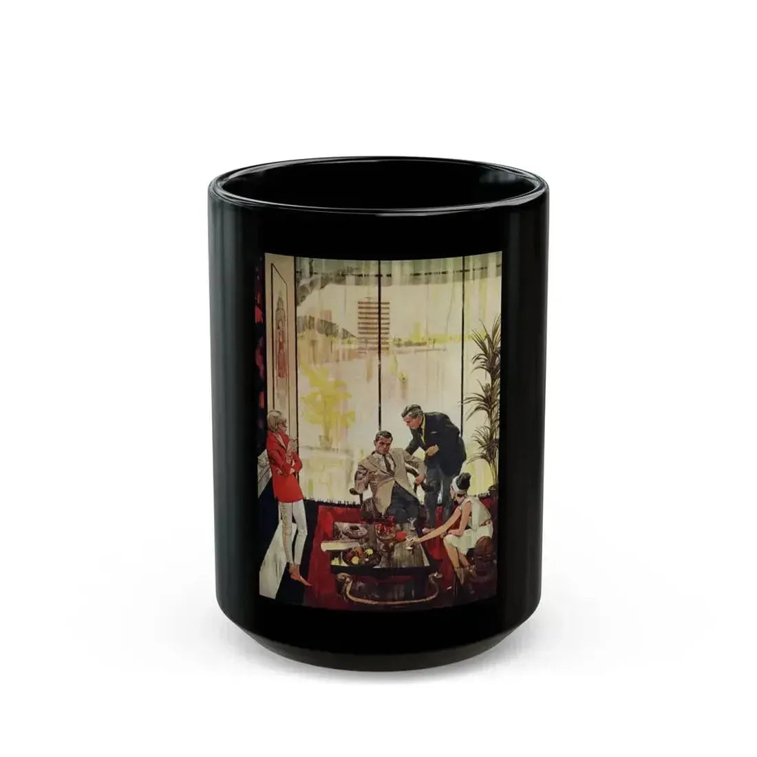 Bright Orange Shroud, Cosmopolitan Illustration, April 1965 - Black Coffee Mug 15oz - Go Mug Yourself