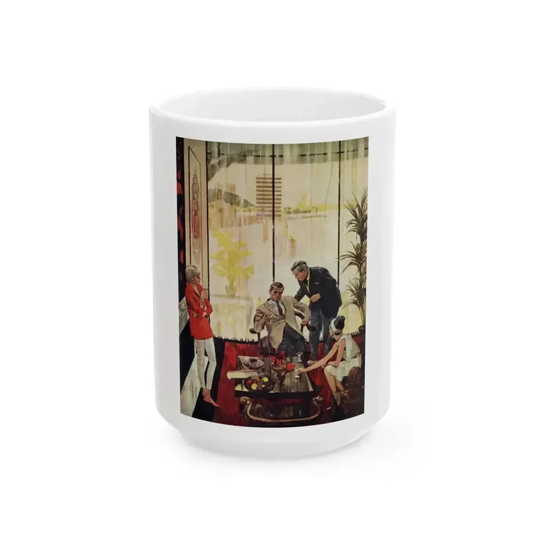 Bright Orange Shroud, Cosmopolitan Illustration, April 1965 - White Coffee Mug 15oz - Go Mug Yourself
