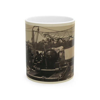 Bringing Parrott Gun Into Position On Board Gun Boat Mendota, July 10, 1864 (U.S. Civil War) White Coffee Mug-11oz-Go Mug Yourself