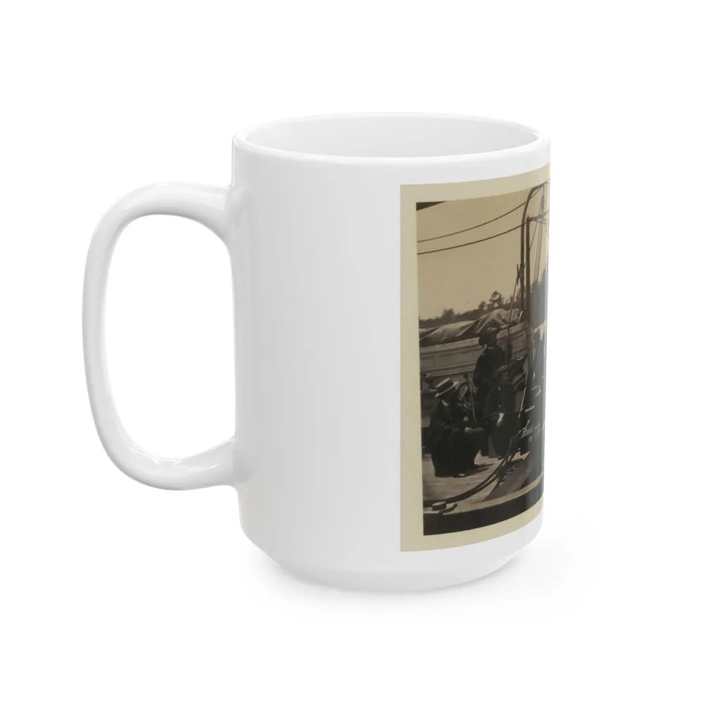 Bringing Parrott Gun Into Position On Board Gun Boat Mendota, July 10, 1864 (U.S. Civil War) White Coffee Mug-Go Mug Yourself