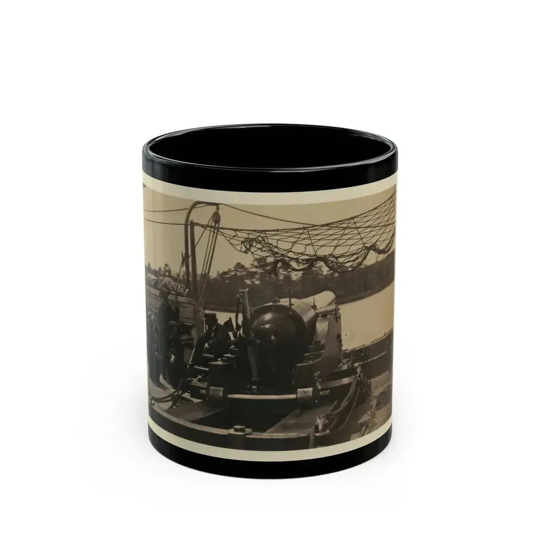 Bringing Parrott Gun Into Position On Board Gun Boat  Mendota,  July 10, 1864 (U.S. Civil War) Black Coffee Mug 11oz - Go Mug Yourself