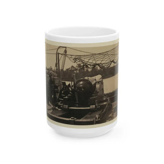 Bringing Parrott Gun Into Position On Board Gun Boat  Mendota,  July 10, 1864 (U.S. Civil War) White Coffee Mug 15oz - Go Mug Yourself