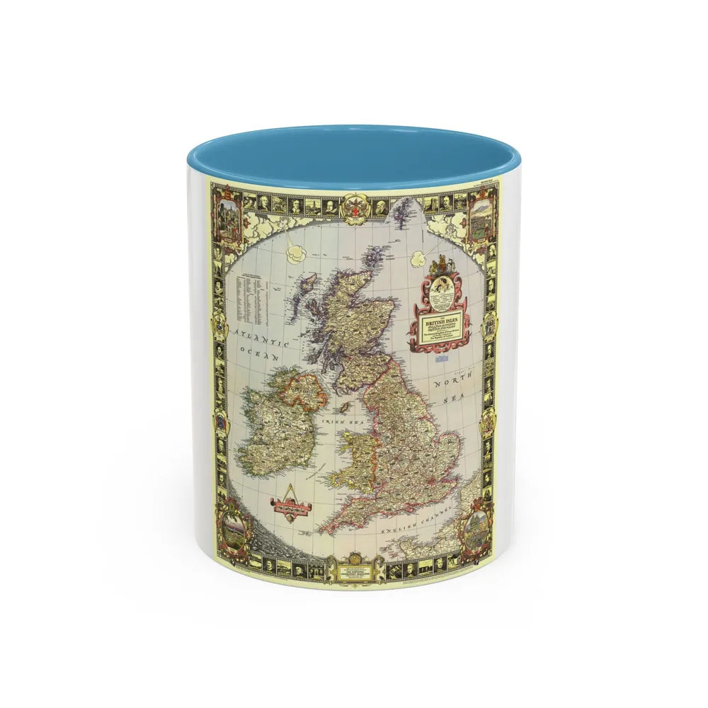 British Isles (1949) (Map) Accent Coffee Mug-11oz-Light Blue-Go Mug Yourself