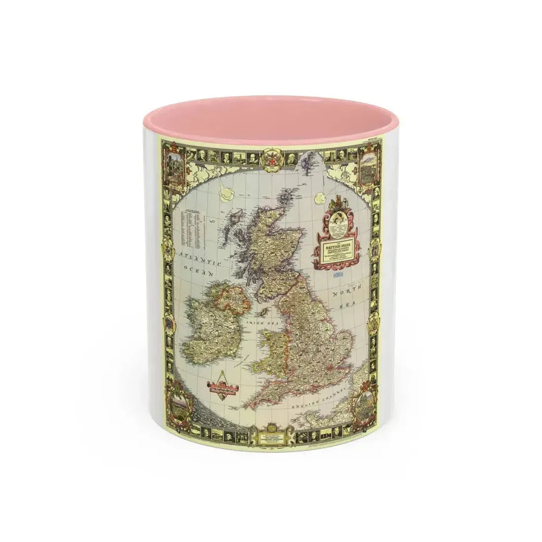 British Isles (1949) (Map) Accent Coffee Mug 11oz Pink - Go Mug Yourself