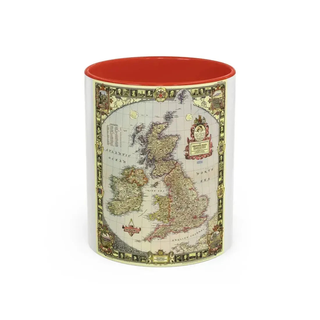 British Isles (1949) (Map) Accent Coffee Mug 11oz Red - Go Mug Yourself