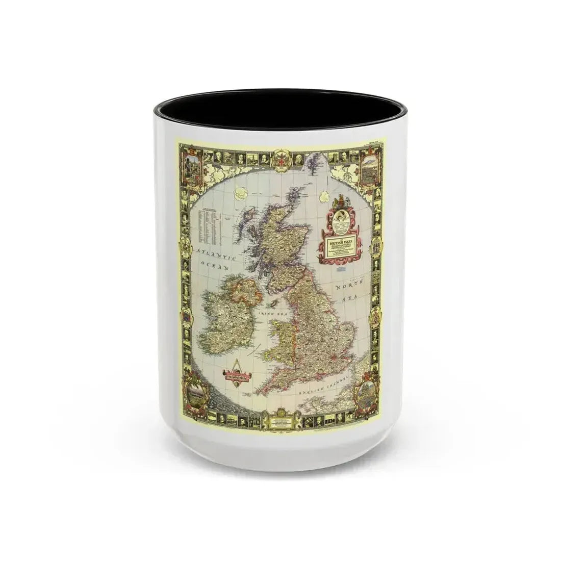 British Isles (1949) (Map) Accent Coffee Mug 15oz Black - Go Mug Yourself