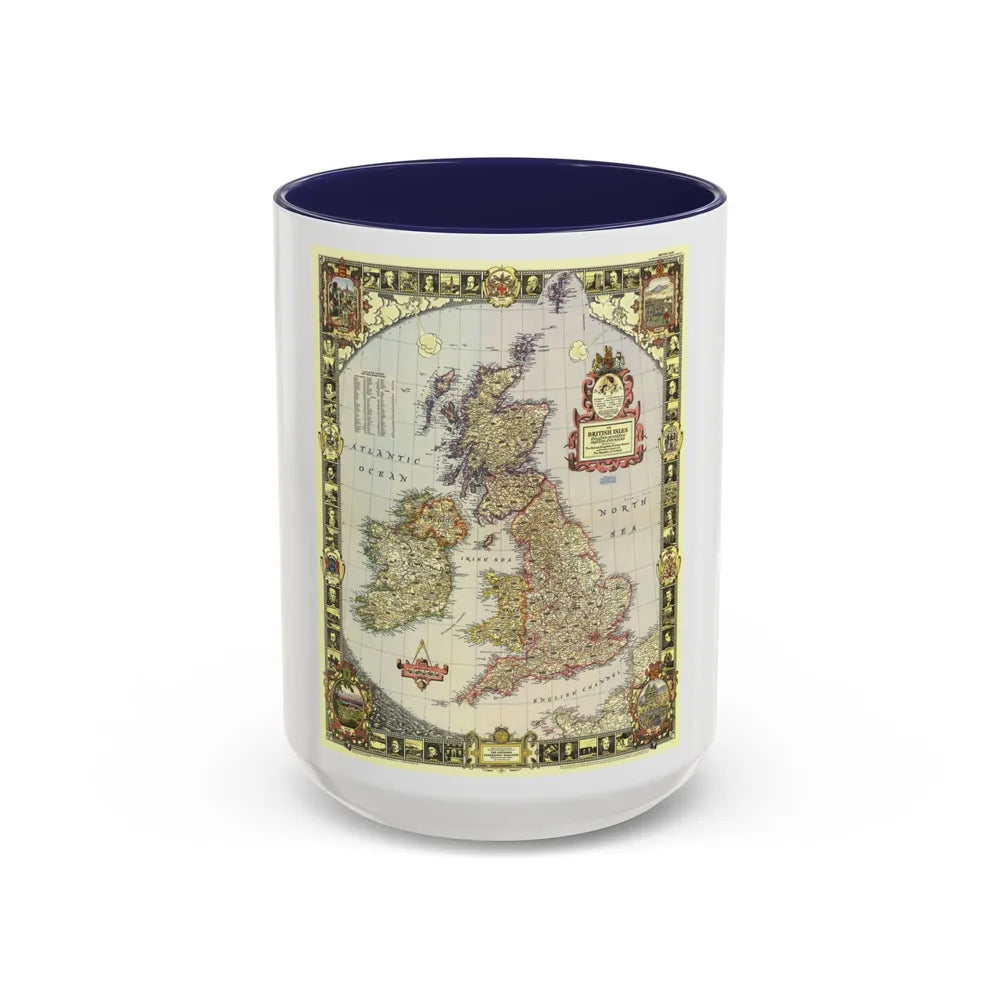 British Isles (1949) (Map) Accent Coffee Mug-15oz-Navy-Go Mug Yourself