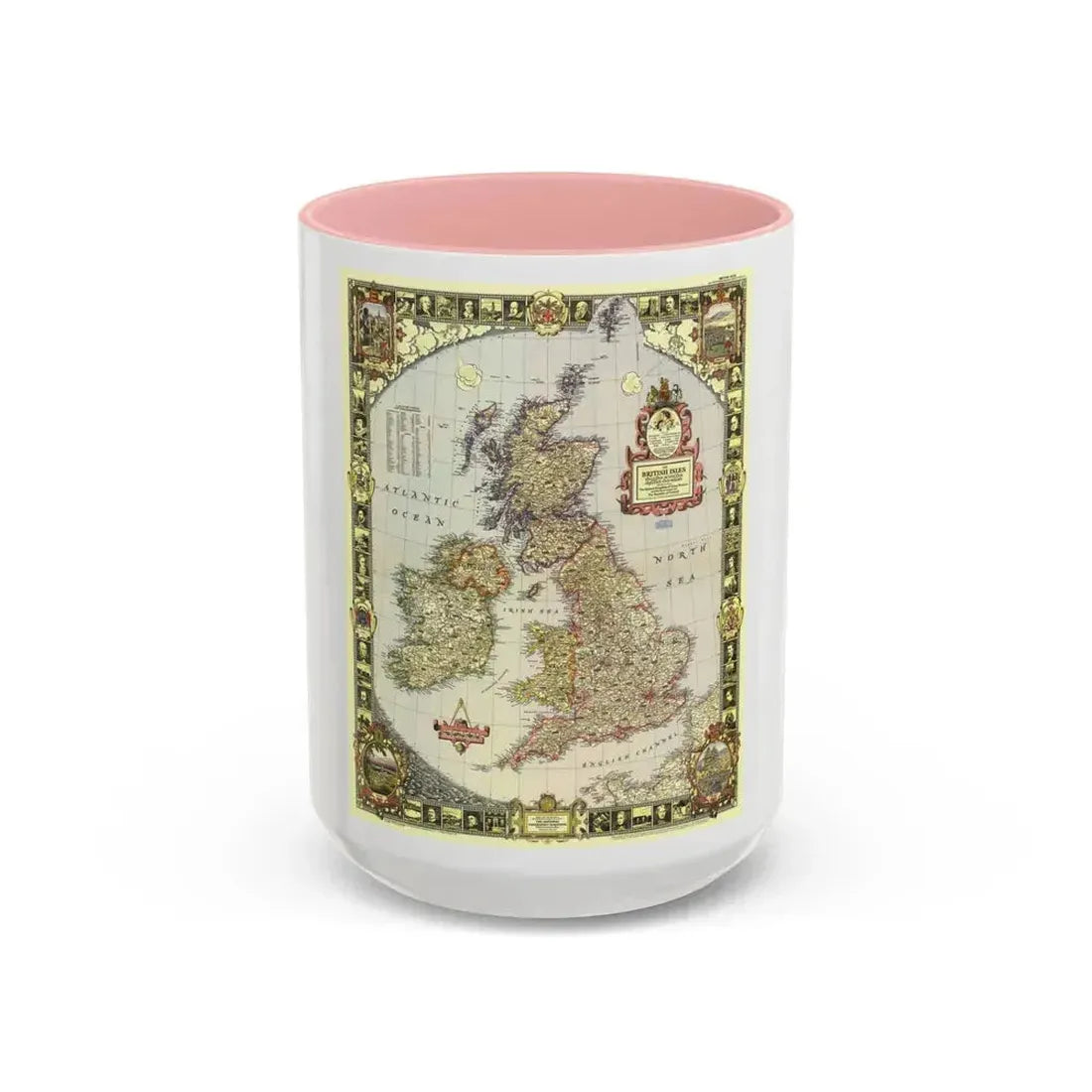 British Isles (1949) (Map) Accent Coffee Mug 15oz Pink - Go Mug Yourself