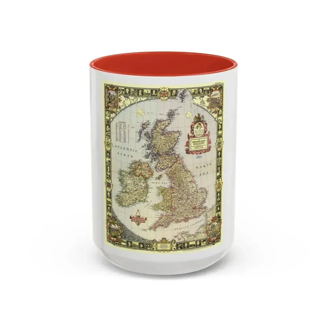 British Isles (1949) (Map) Accent Coffee Mug 15oz Red - Go Mug Yourself