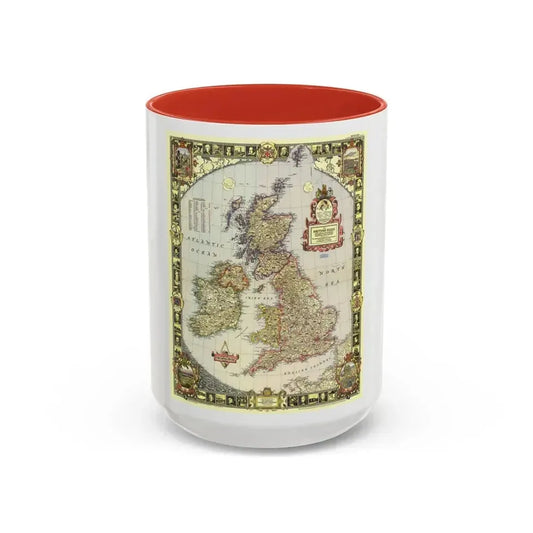 British Isles (1949) (Map) Accent Coffee Mug 15oz Red - Go Mug Yourself