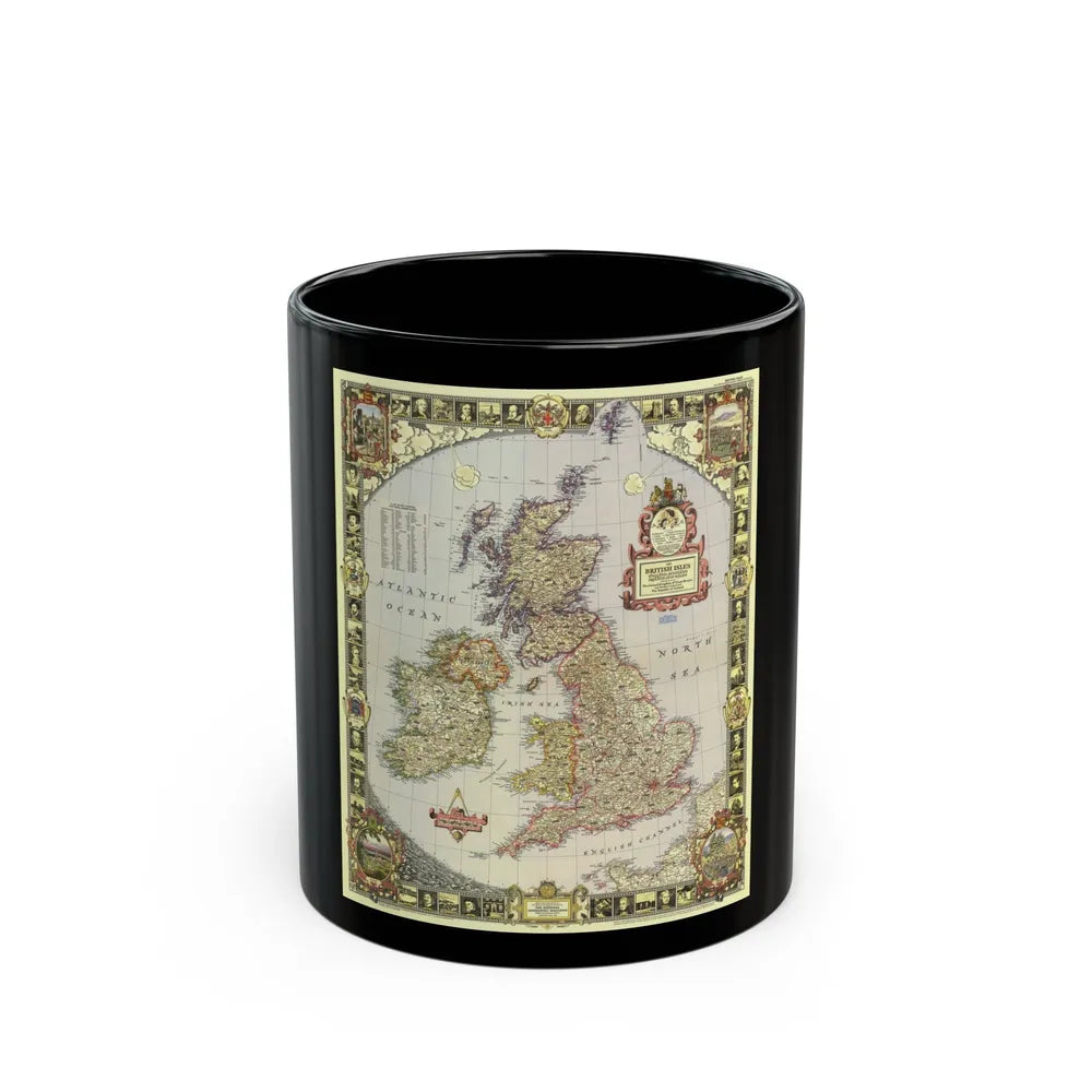 British Isles (1949) (Map) Black Coffee Mug-11oz-Go Mug Yourself