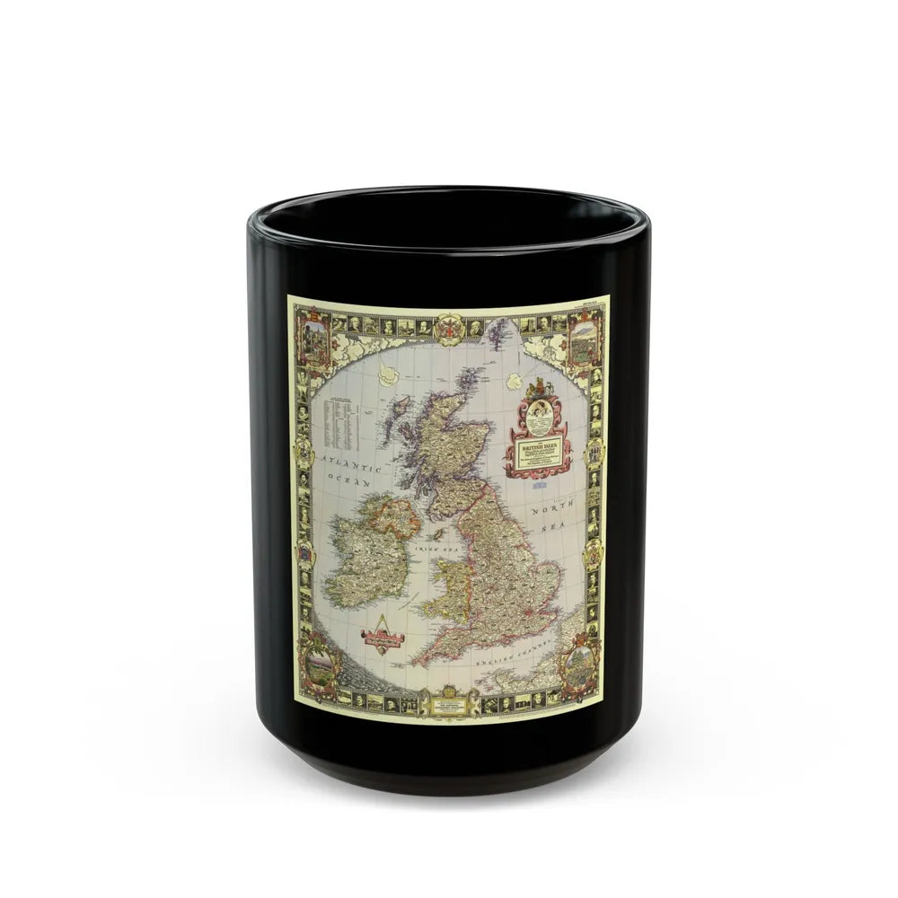 British Isles (1949) (Map) Black Coffee Mug-15oz-Go Mug Yourself