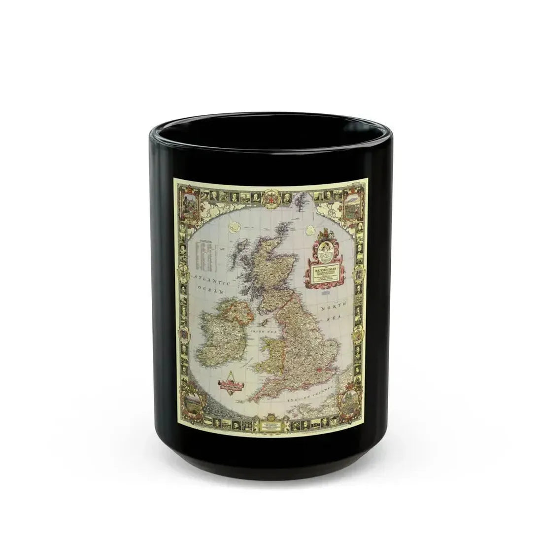 British Isles (1949) (Map) Black Coffee Mug 15oz - Go Mug Yourself