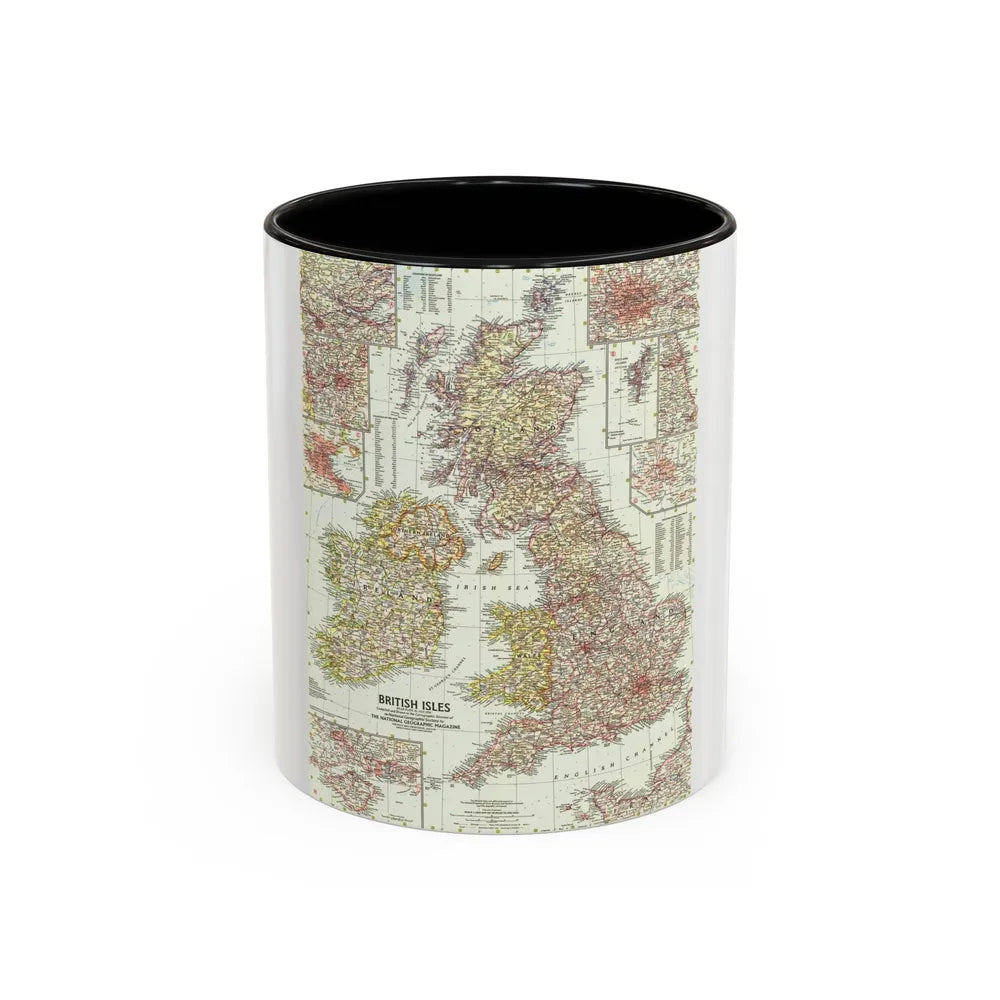 British Isles (1958) (Map) Accent Coffee Mug-11oz-Black-Go Mug Yourself