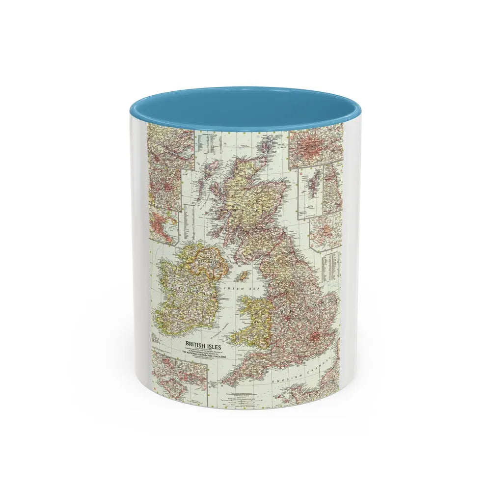 British Isles (1958) (Map) Accent Coffee Mug-11oz-Light Blue-Go Mug Yourself