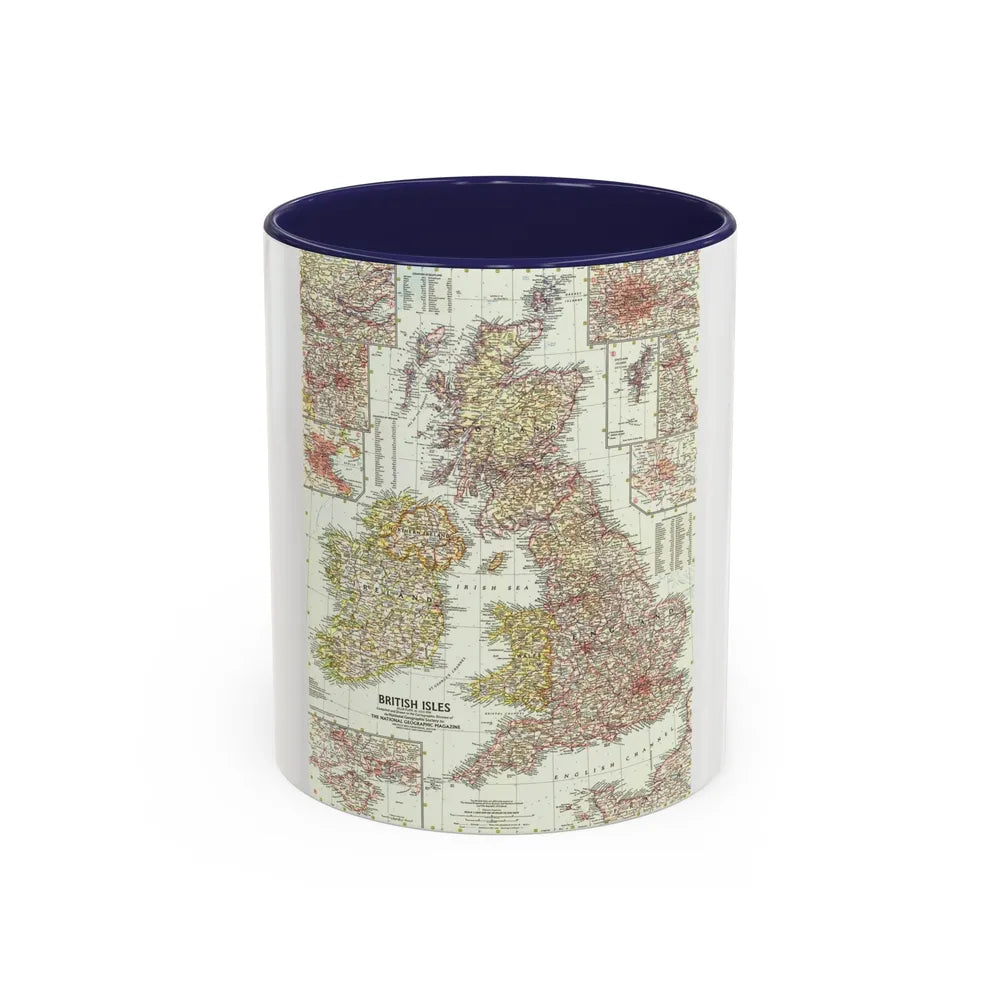 British Isles (1958) (Map) Accent Coffee Mug-11oz-Navy-Go Mug Yourself