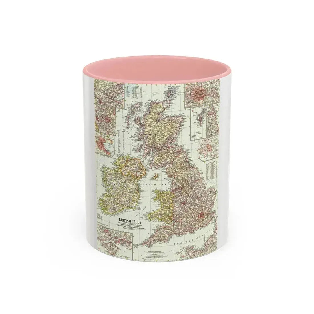 British Isles (1958) (Map) Accent Coffee Mug 11oz Pink - Go Mug Yourself