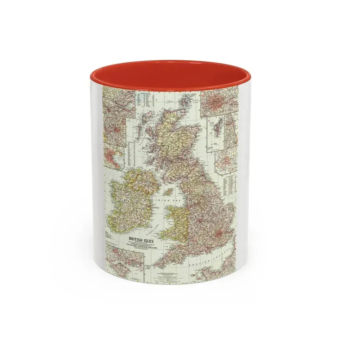 British Isles (1958) (Map) Accent Coffee Mug 11oz Red - Go Mug Yourself