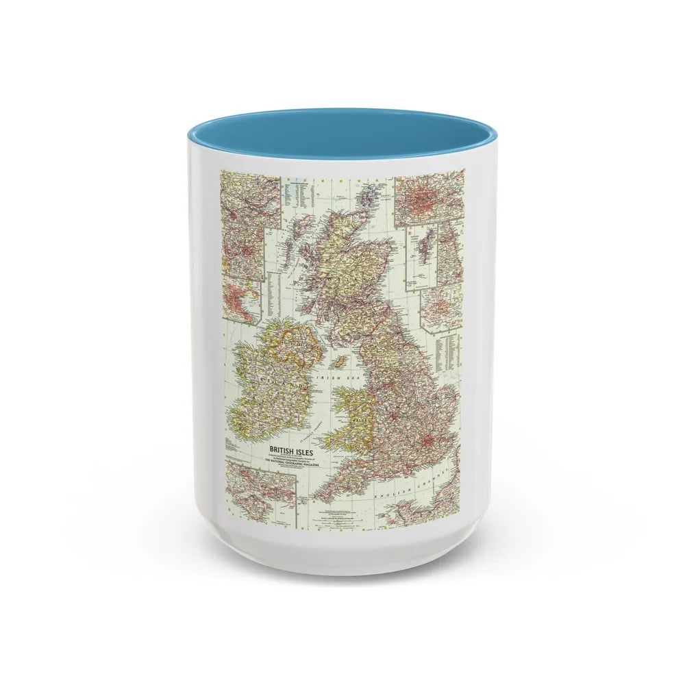 British Isles (1958) (Map) Accent Coffee Mug-15oz-Light Blue-Go Mug Yourself