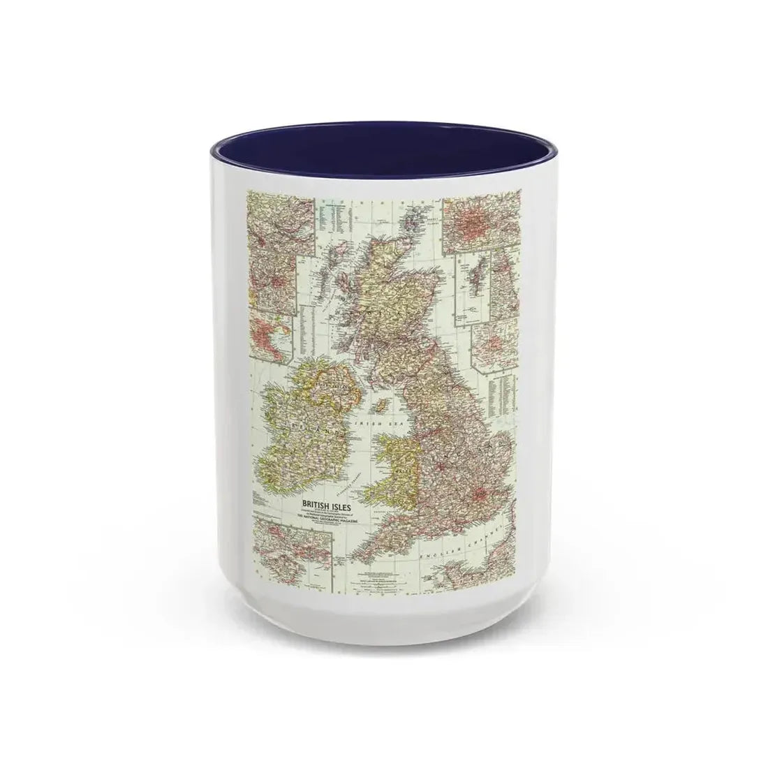 British Isles (1958) (Map) Accent Coffee Mug 15oz Navy - Go Mug Yourself