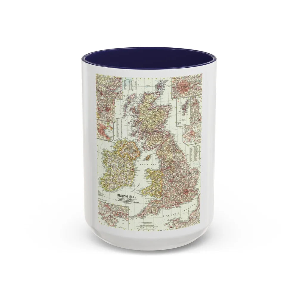 British Isles (1958) (Map) Accent Coffee Mug-15oz-Navy-Go Mug Yourself