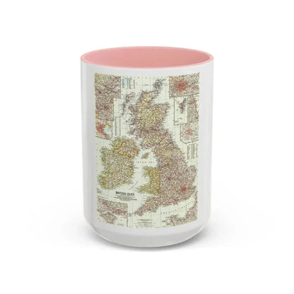 British Isles (1958) (Map) Accent Coffee Mug 15oz Pink - Go Mug Yourself