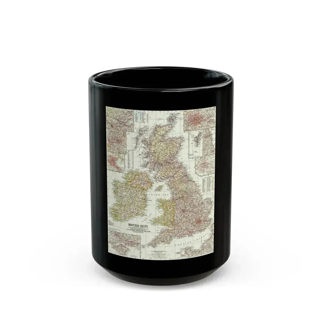 British Isles (1958) (Map) Black Coffee Mug 15oz - Go Mug Yourself