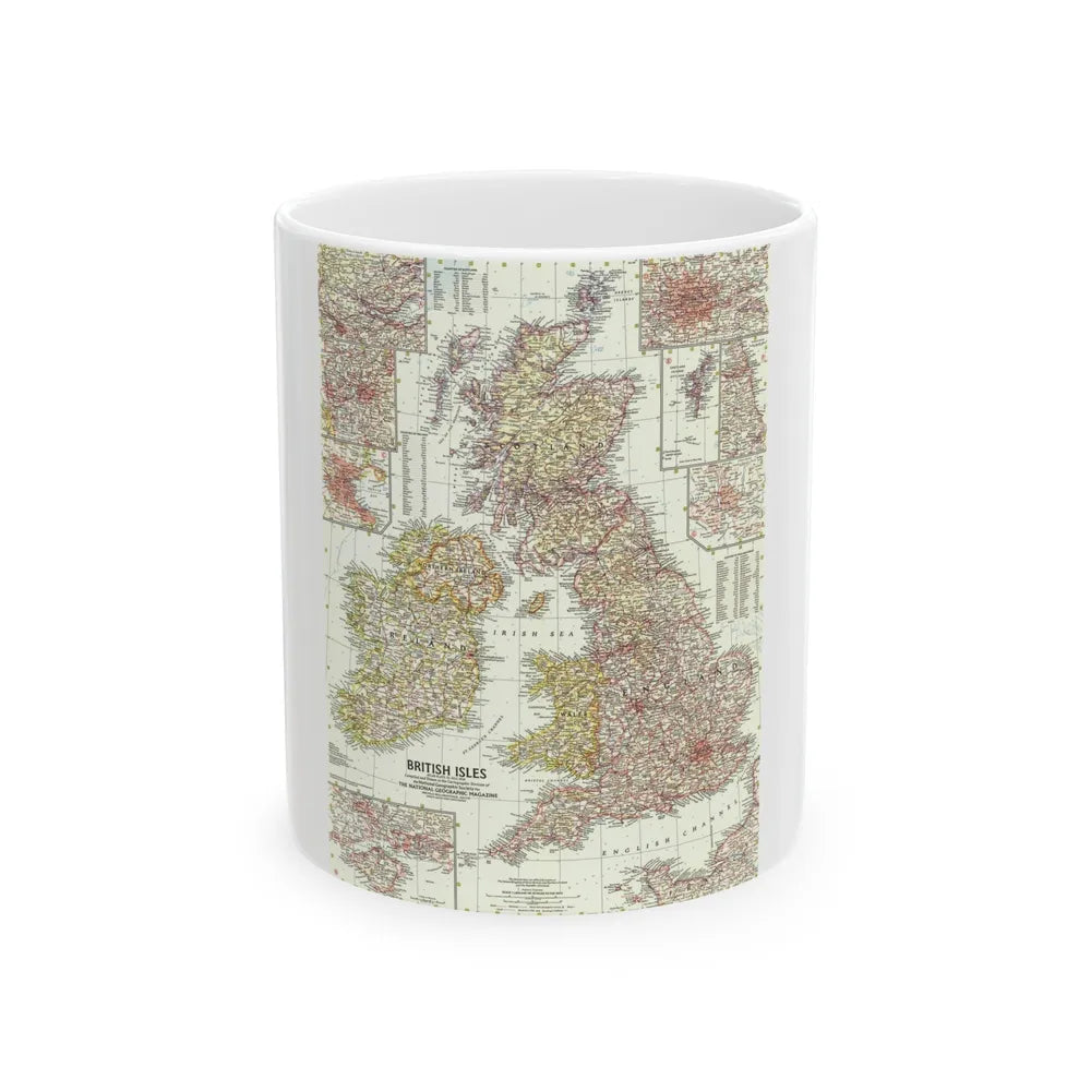 British Isles (1958) (Map) White Coffee Mug-11oz-Go Mug Yourself