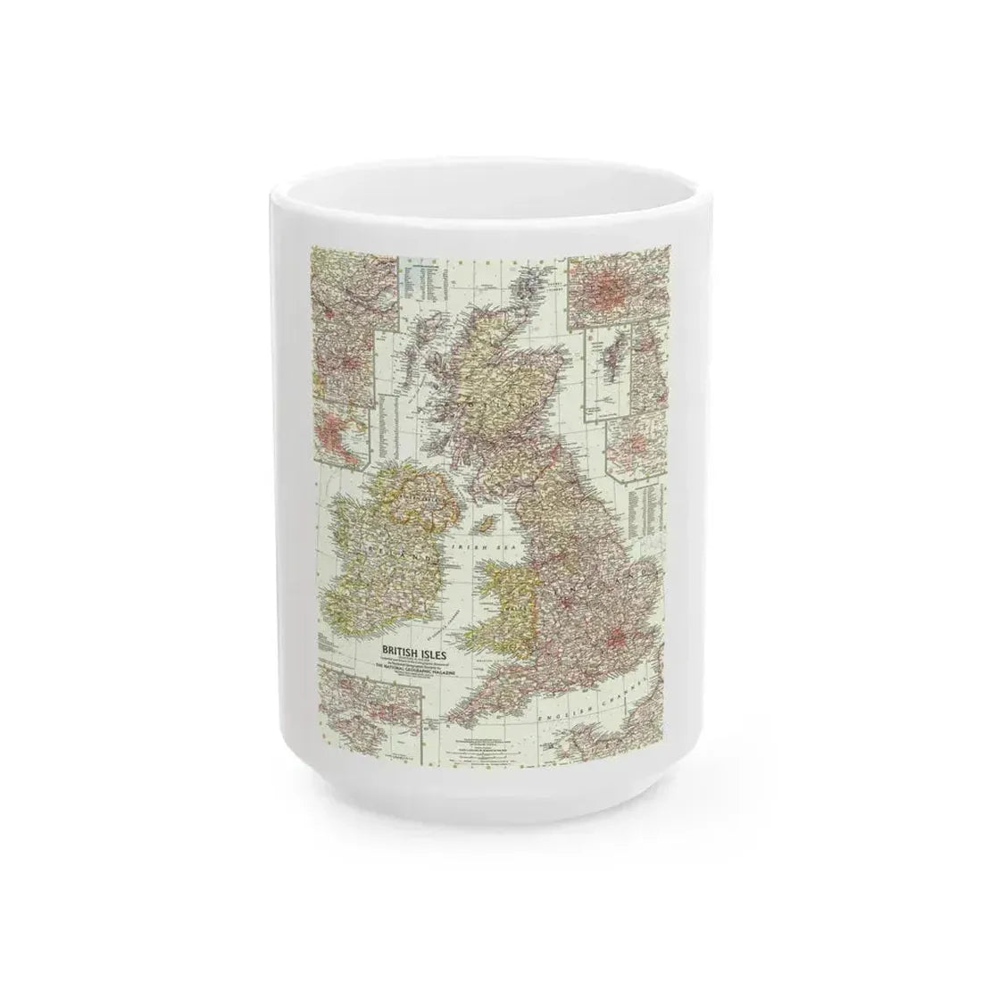 British Isles (1958) (Map) White Coffee Mug 15oz - Go Mug Yourself