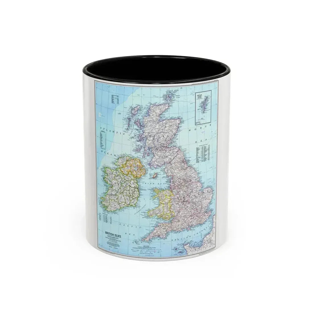 British Isles (1979) (Map) Accent Coffee Mug 11oz Black - Go Mug Yourself