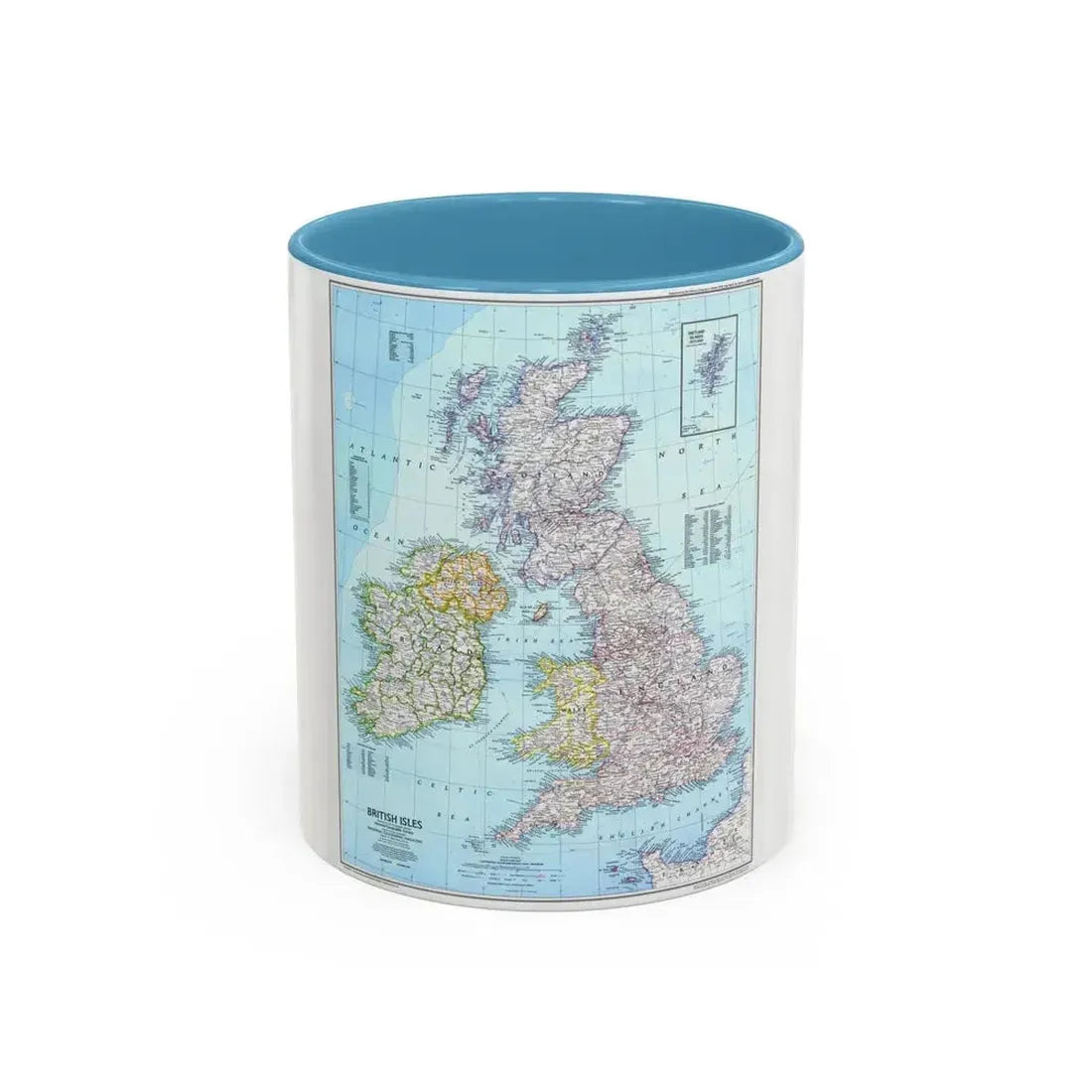 British Isles (1979) (Map) Accent Coffee Mug 11oz Light Blue - Go Mug Yourself