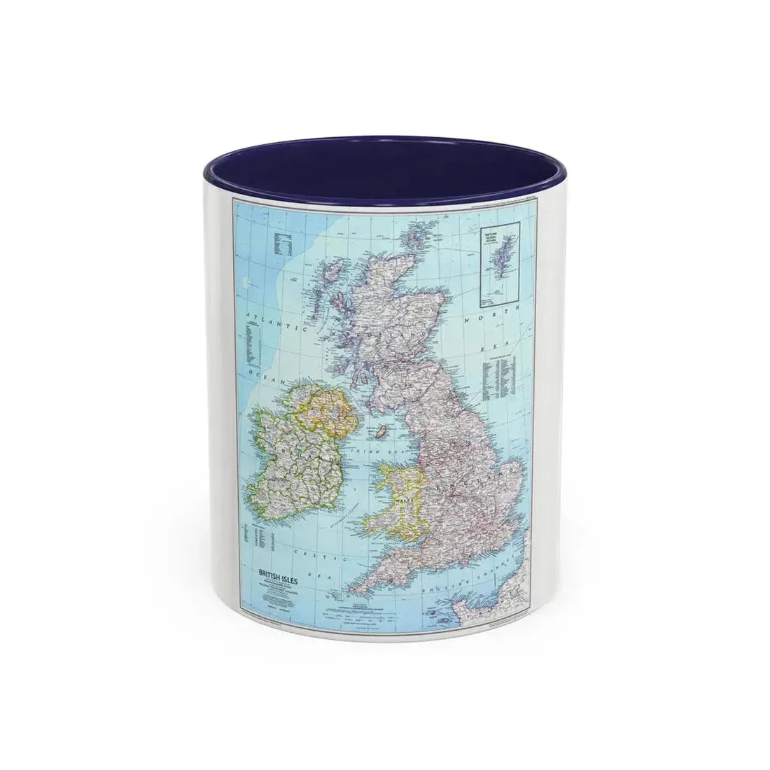 British Isles (1979) (Map) Accent Coffee Mug 11oz Navy - Go Mug Yourself