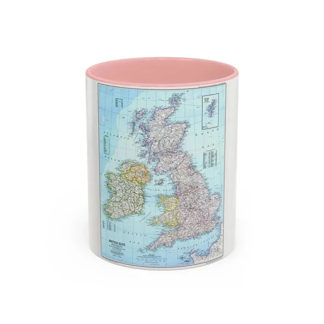 British Isles (1979) (Map) Accent Coffee Mug 11oz Pink - Go Mug Yourself
