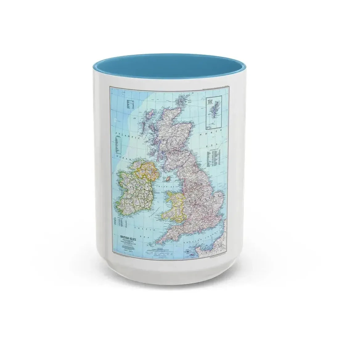 British Isles (1979) (Map) Accent Coffee Mug 15oz Light Blue - Go Mug Yourself