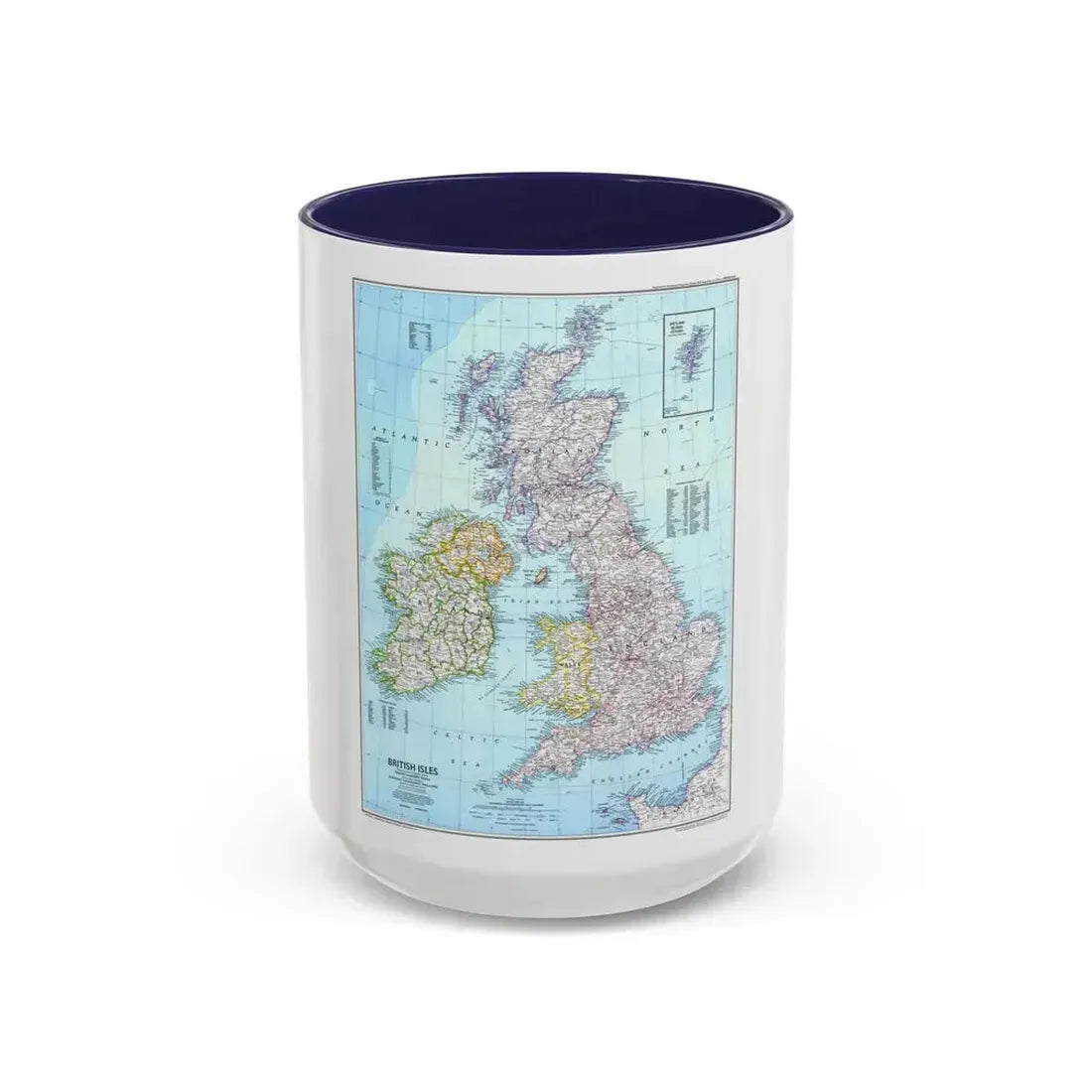 British Isles (1979) (Map) Accent Coffee Mug 15oz Navy - Go Mug Yourself