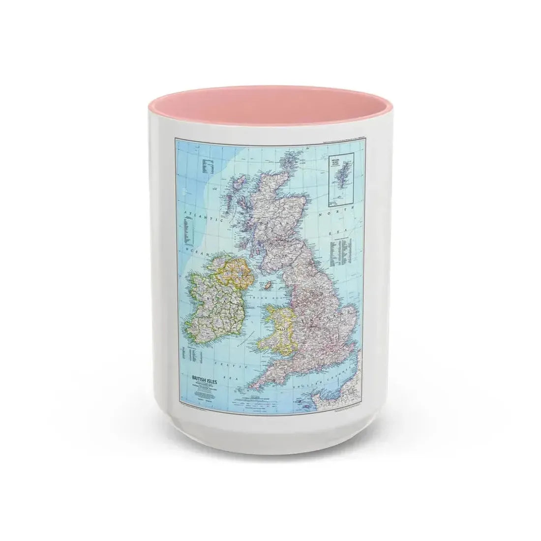 British Isles (1979) (Map) Accent Coffee Mug 15oz Pink - Go Mug Yourself