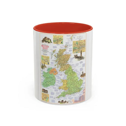 British Isles - A Traveller's Map 1 (1974) (Map) Accent Coffee Mug 11oz Red - Go Mug Yourself