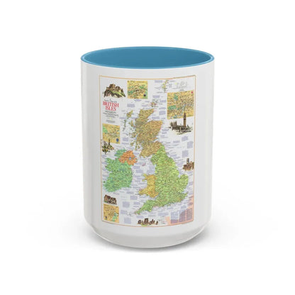 British Isles - A Traveller's Map 1 (1974) (Map) Accent Coffee Mug 15oz Light Blue - Go Mug Yourself