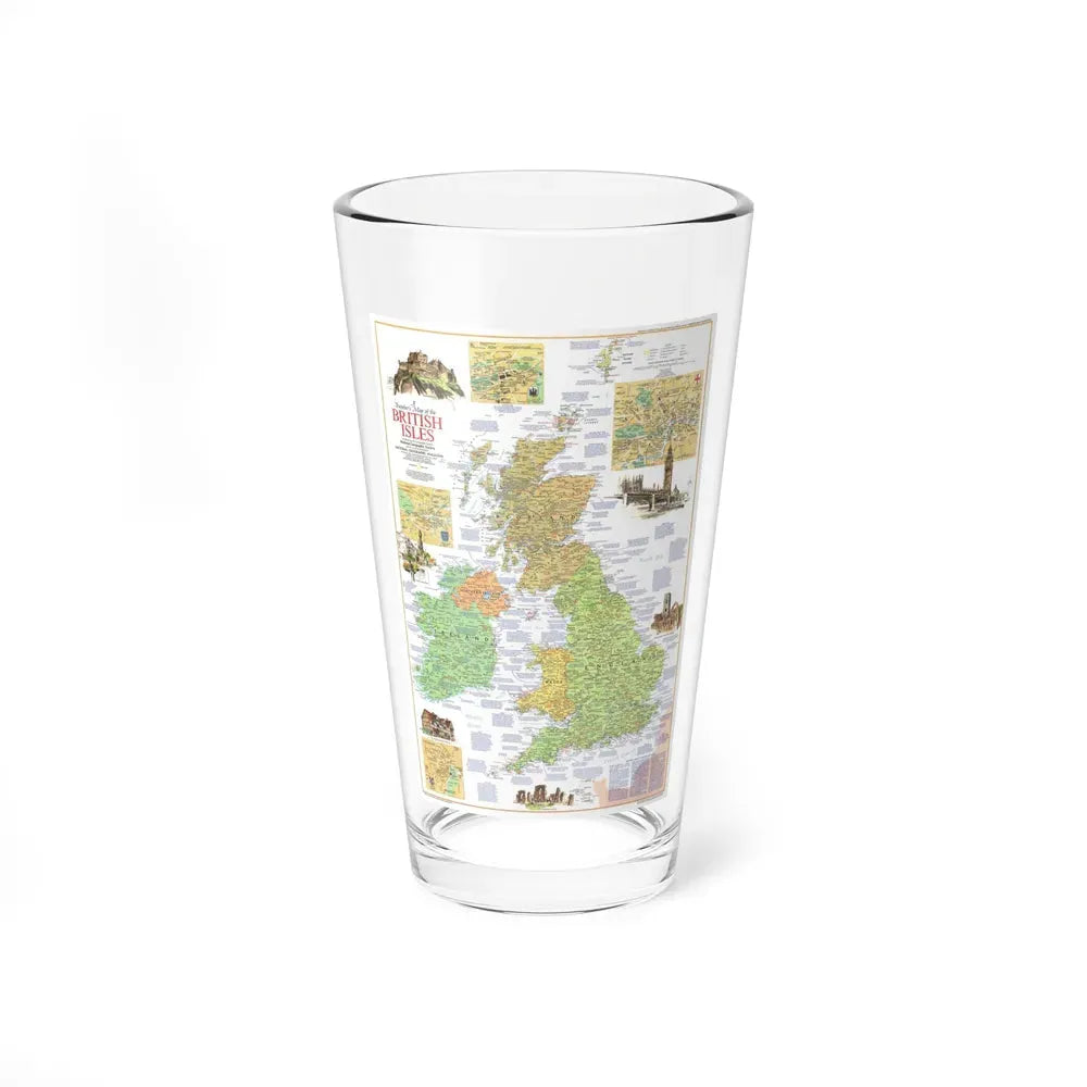 British Isles - A Traveller's Map 1 (1974) (Map) Pint Glass 16oz 16oz - Go Mug Yourself