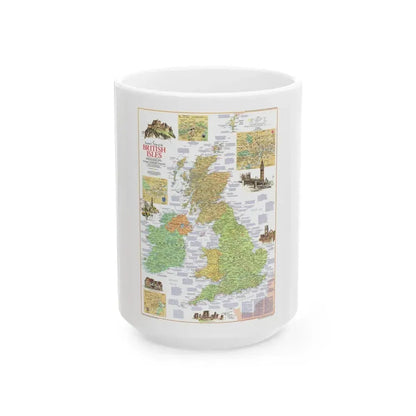 British Isles - A Traveller's Map 1 (1974) (Map) White Coffee Mug 15oz - Go Mug Yourself