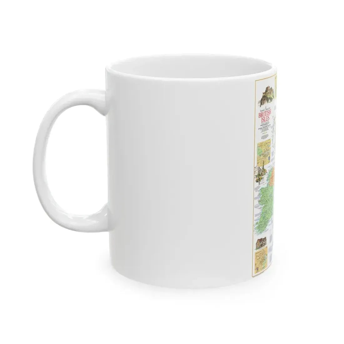 British Isles - A Traveller's Map 1 (1974) (Map) White Coffee Mug - Go Mug Yourself
