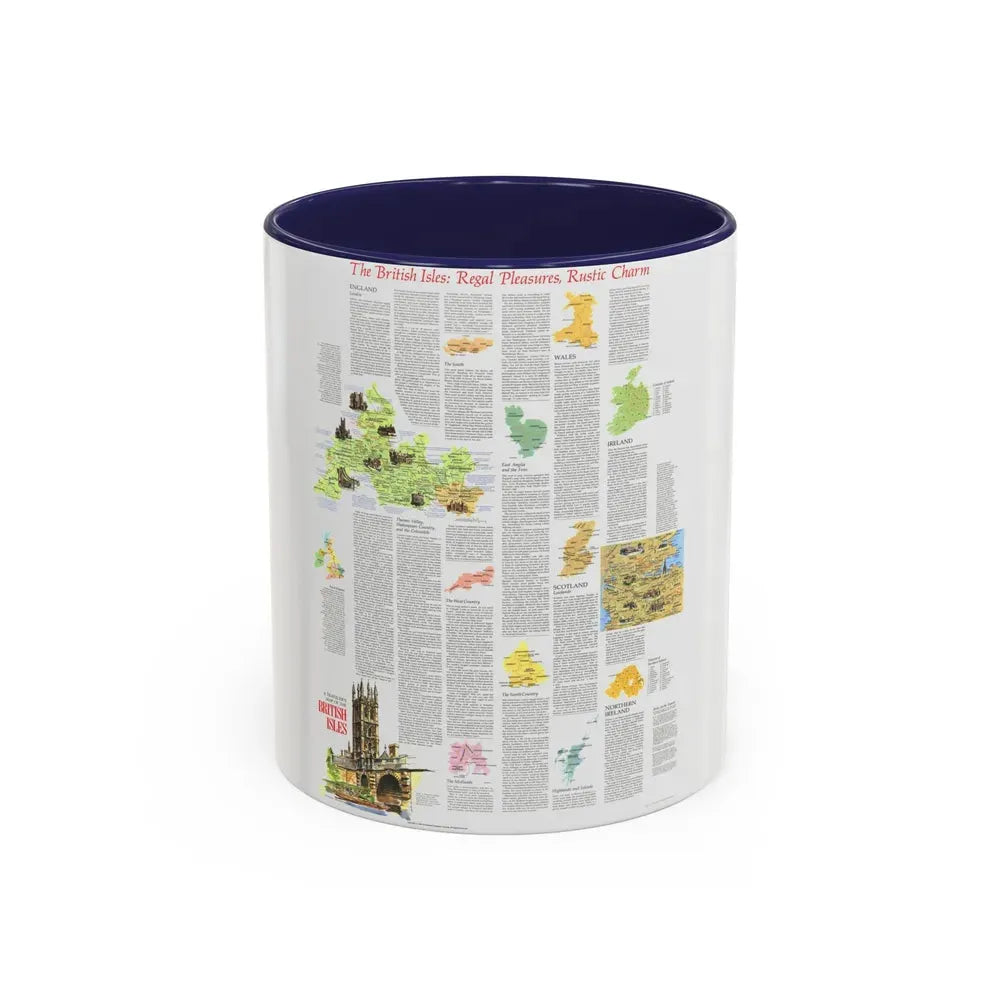 British Isles - A Traveller's Map 2 (1974) (Map) Accent Coffee Mug 11oz Navy - Go Mug Yourself