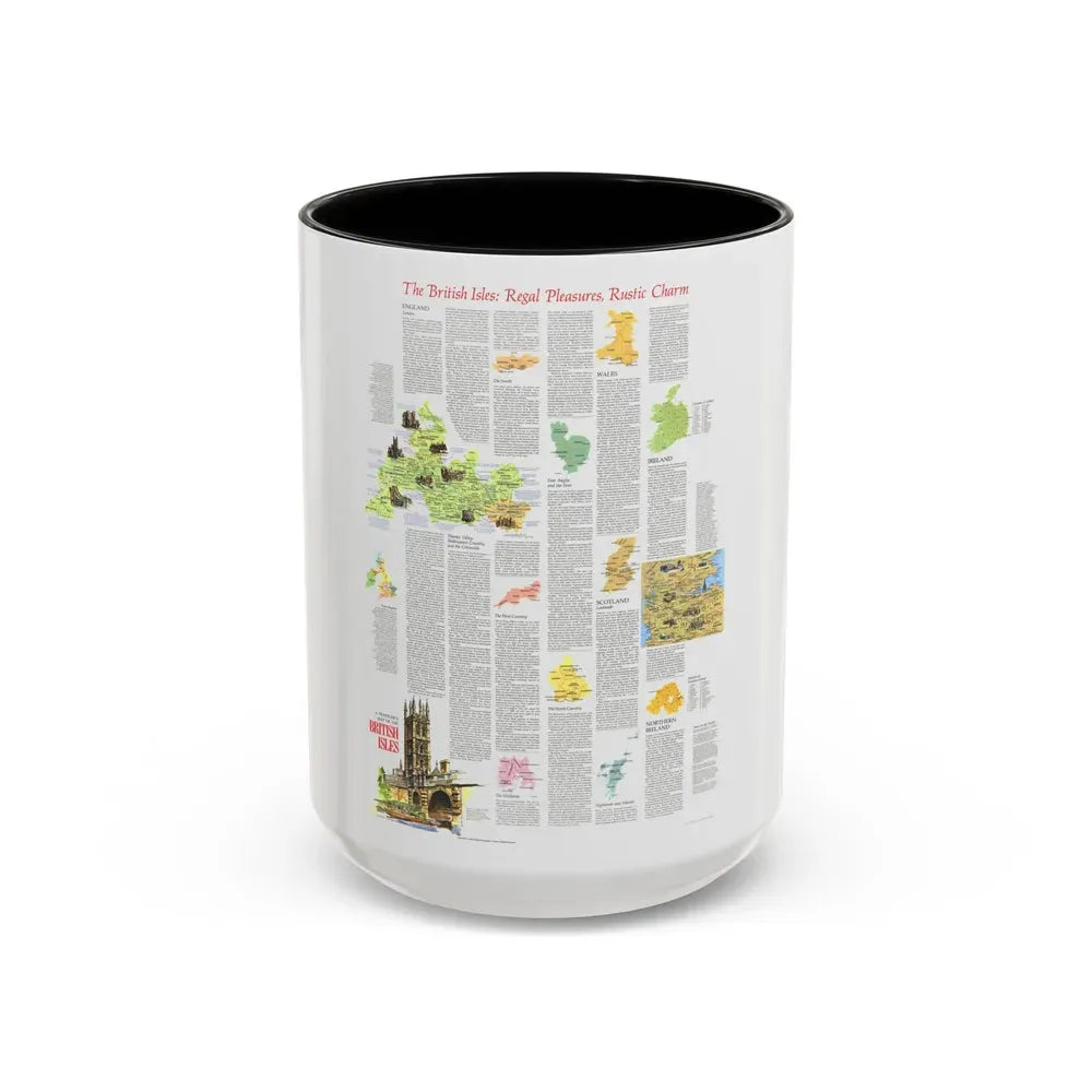 British Isles - A Traveller's Map 2 (1974) (Map) Accent Coffee Mug 15oz Black - Go Mug Yourself