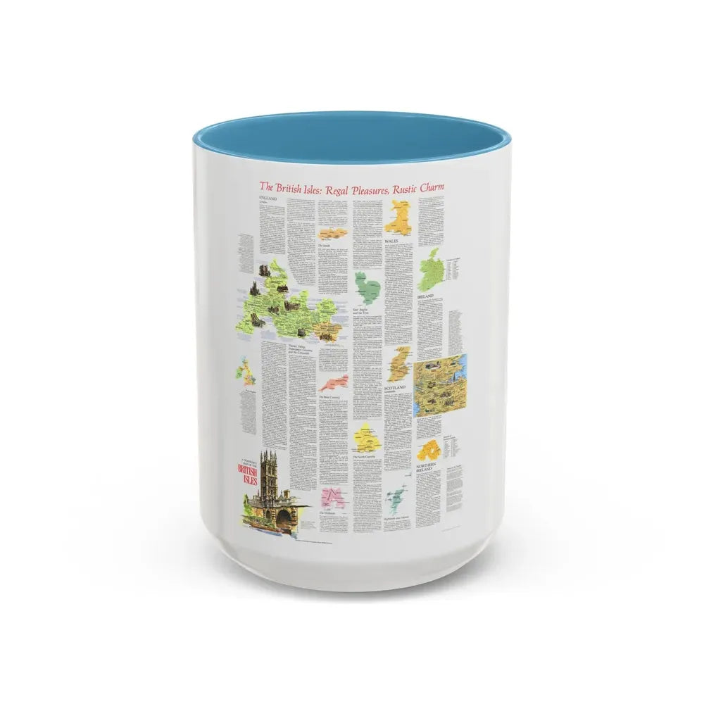 British Isles - A Traveller's Map 2 (1974) (Map) Accent Coffee Mug 15oz Light Blue - Go Mug Yourself