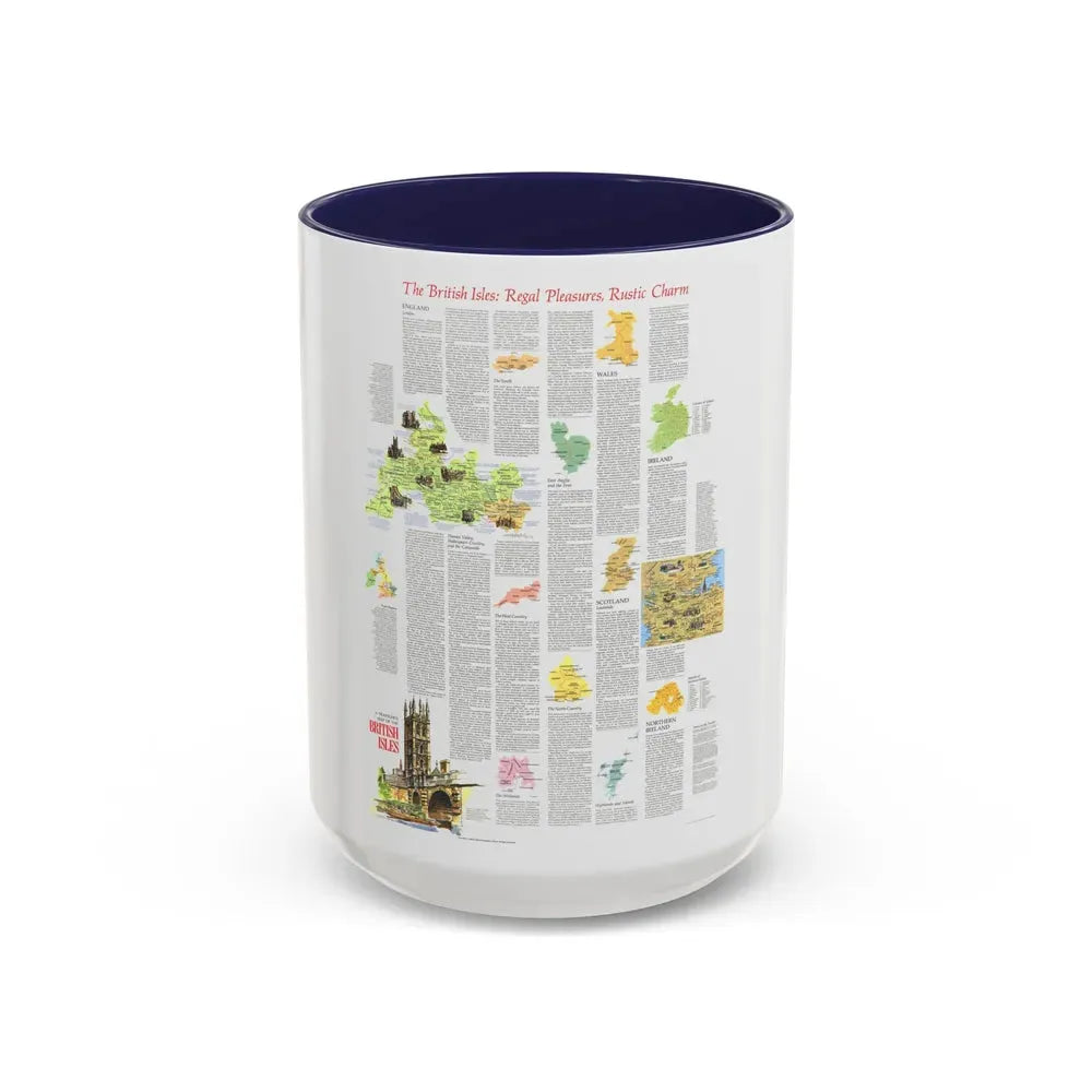 British Isles - A Traveller's Map 2 (1974) (Map) Accent Coffee Mug 15oz Navy - Go Mug Yourself
