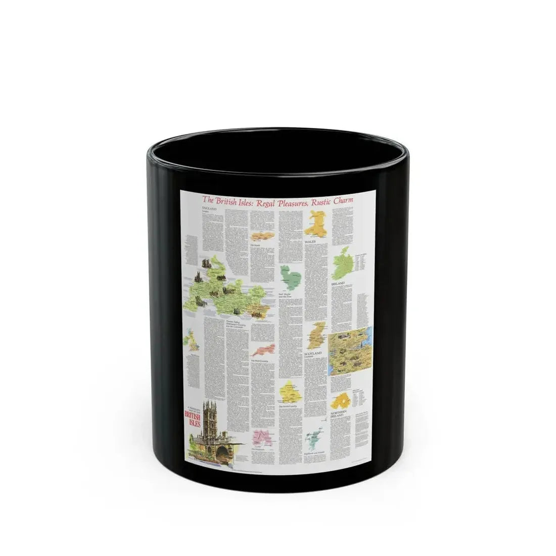 British Isles - A Traveller's Map 2 (1974) (Map) Black Coffee Mug 11oz - Go Mug Yourself