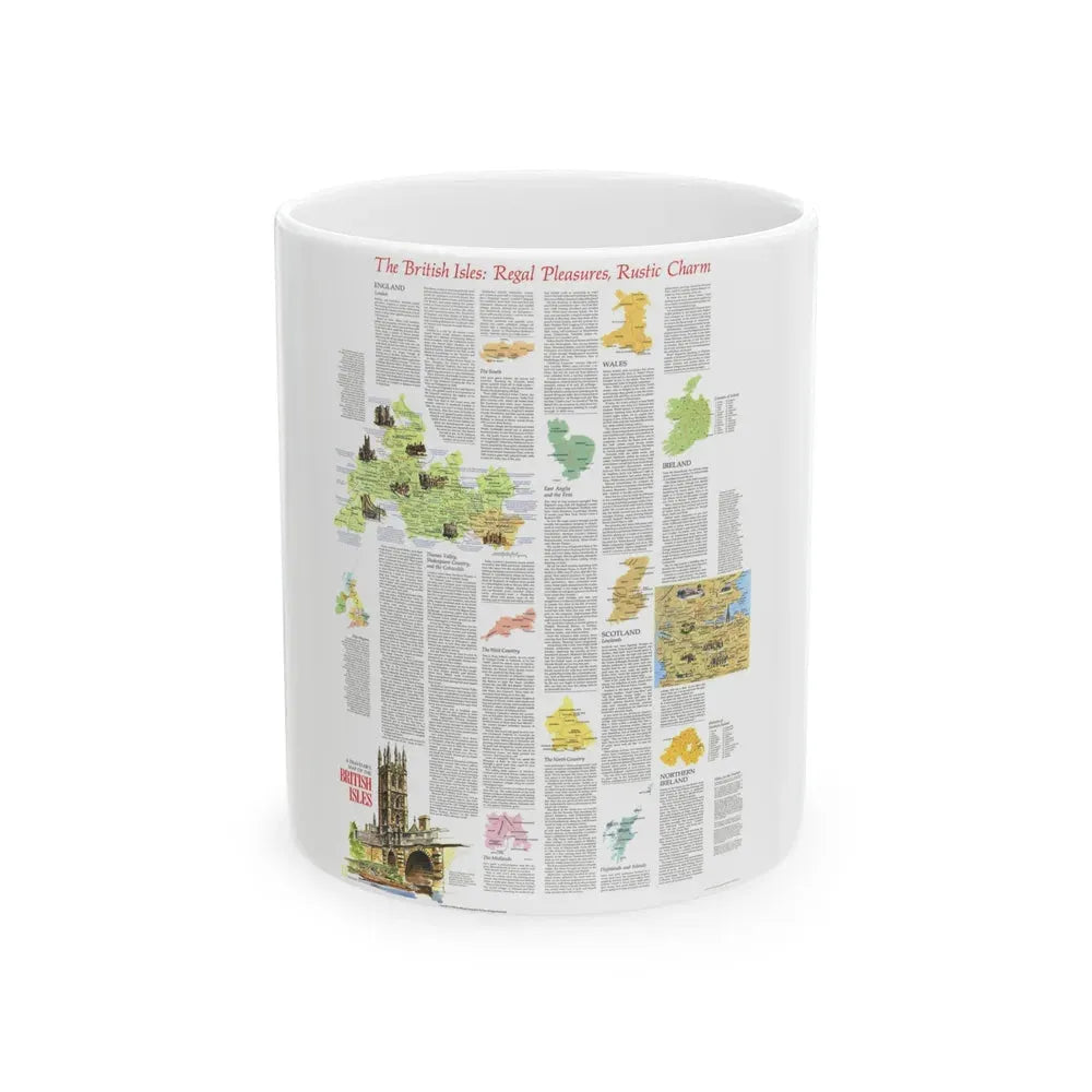 British Isles - A Traveller's Map 2 (1974) (Map) White Coffee Mug 11oz - Go Mug Yourself