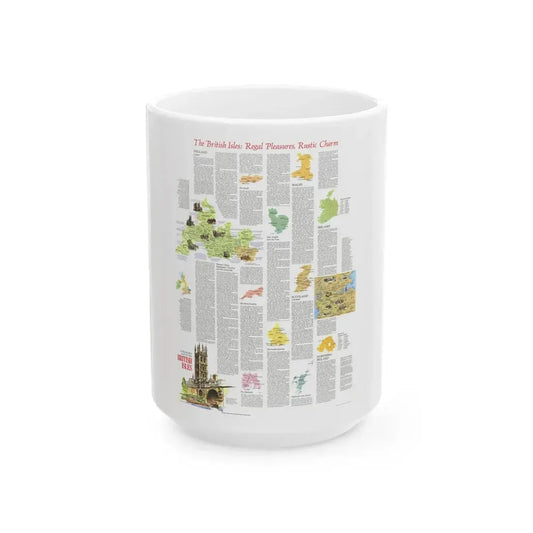 British Isles - A Traveller's Map 2 (1974) (Map) White Coffee Mug 15oz - Go Mug Yourself