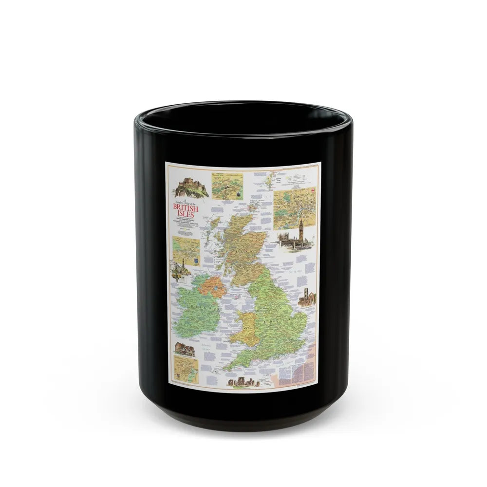 British Isles - A Traveller's Map 1 (1974) (Map) Black Coffee Mug-15oz-Go Mug Yourself